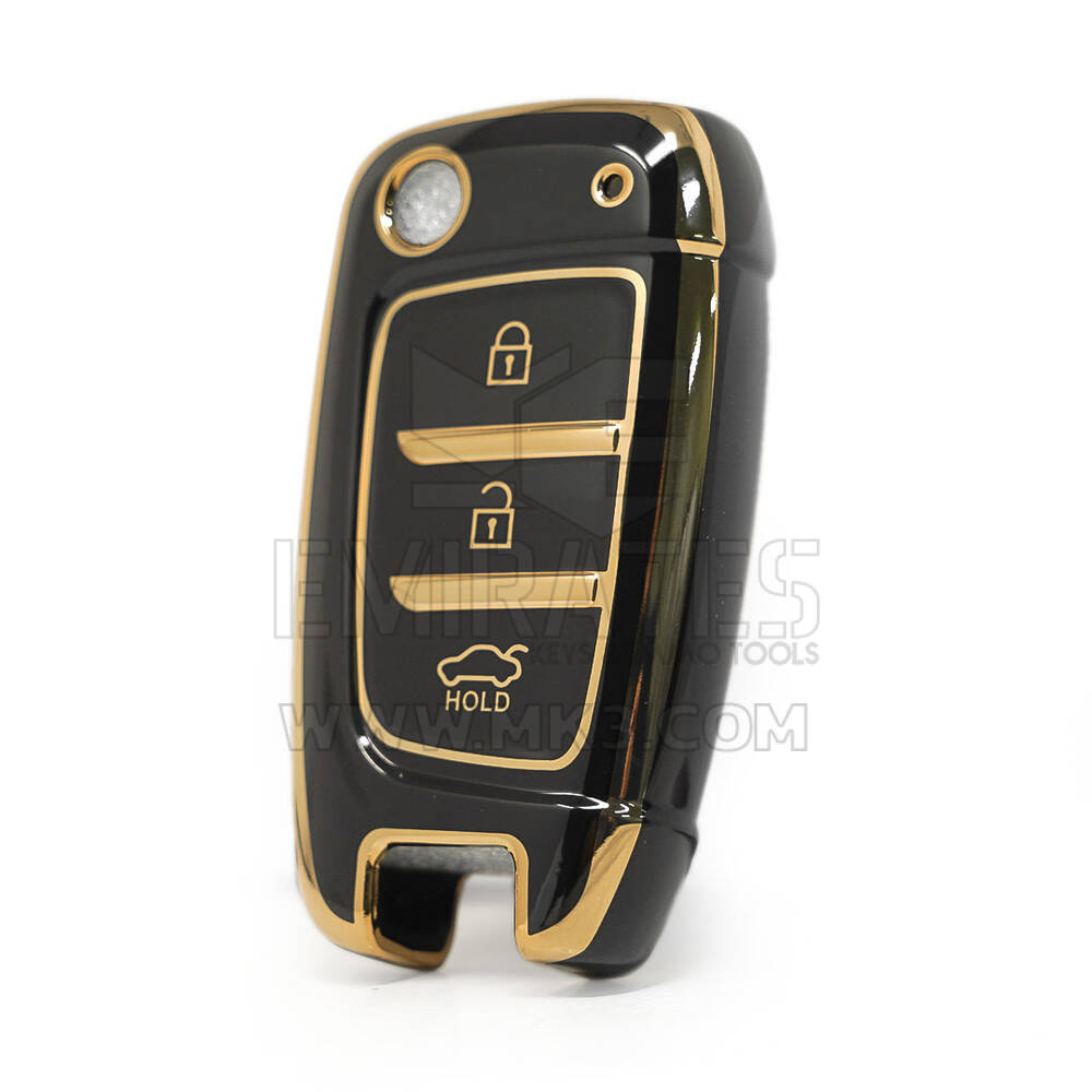 Nano  High Quality Cover For Hyundai 2020 Flip Remote Key 3 Buttons Black Color