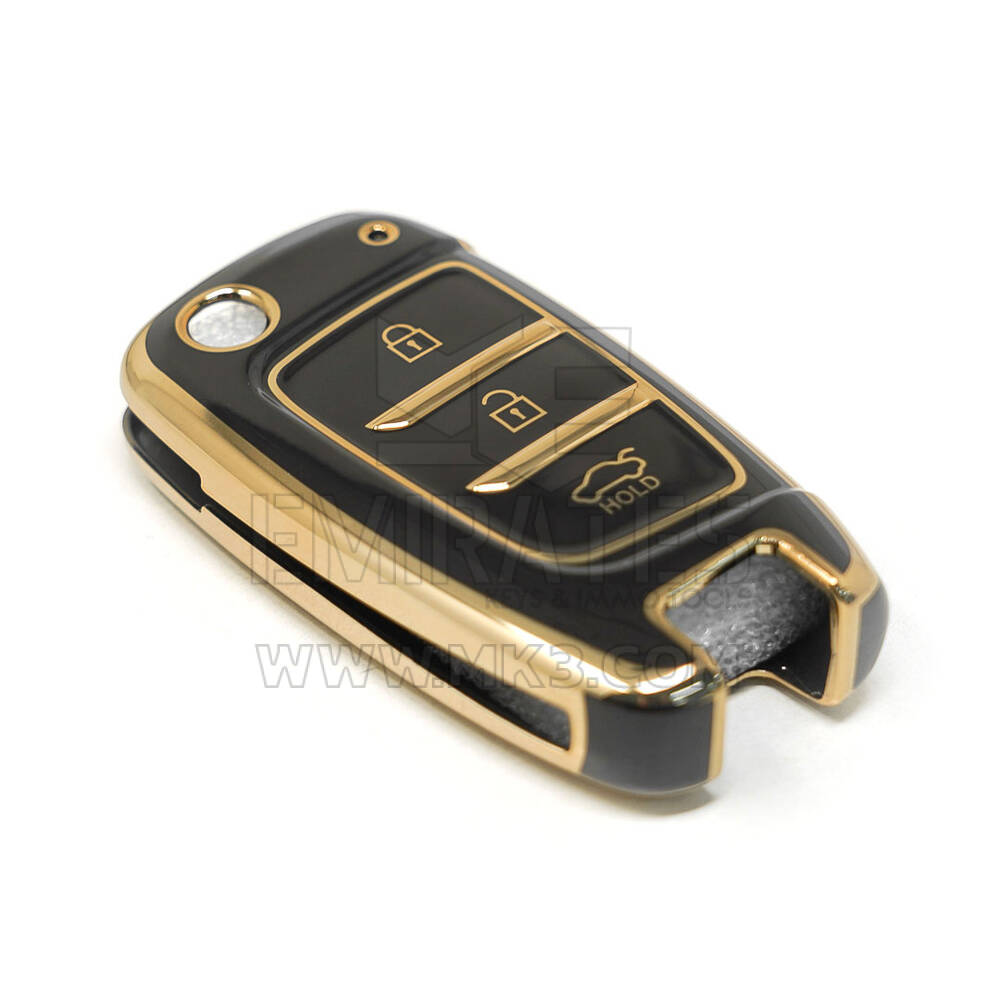 Nueva cubierta de alta calidad Nano del mercado de accesorios para Hyundai 2020 Flip Remote Key 3 botones Color negro | Claves de los Emiratos