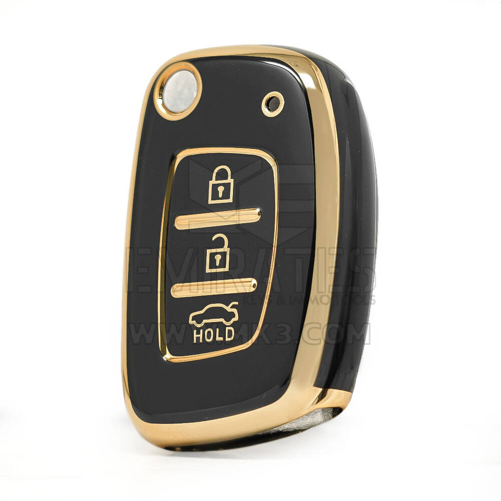Custodia Nano di alta qualità per Hyundai Type A Flip Remote Key 3 pulsanti Berlina colore nero