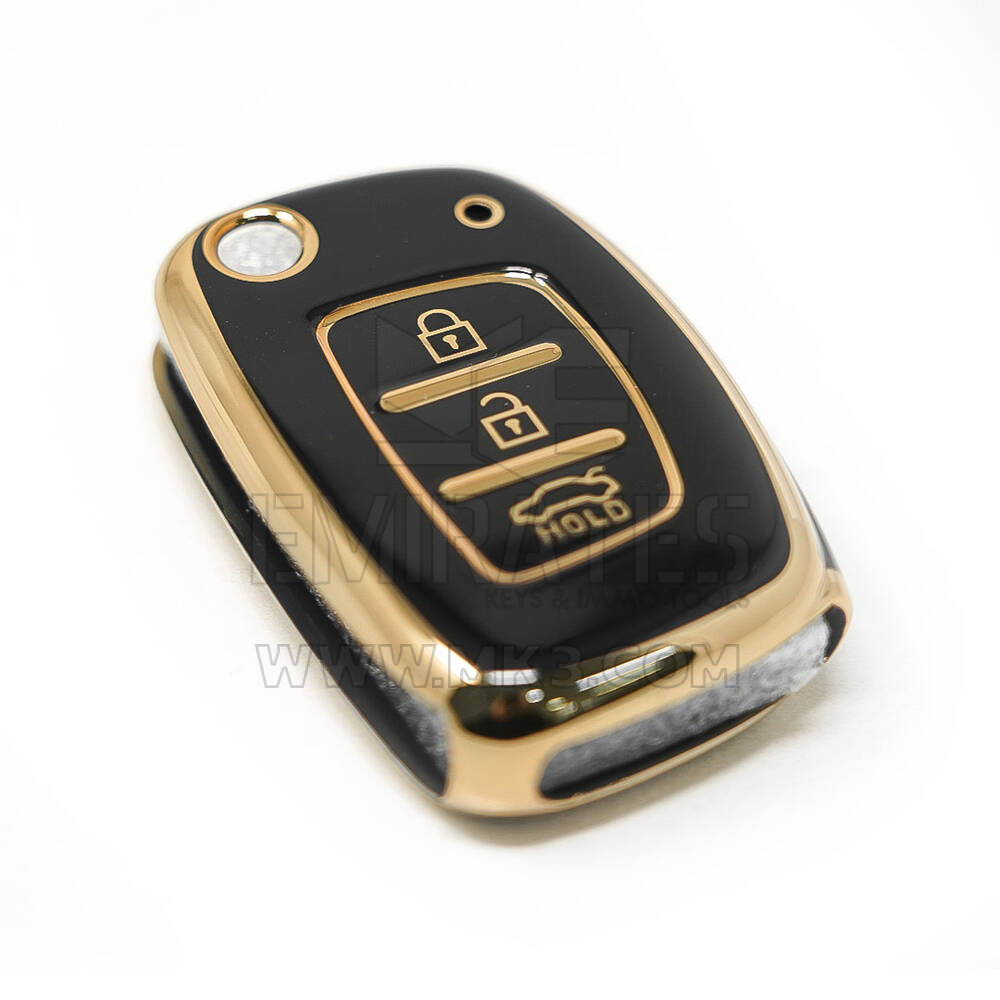 New Aftermarket Nano High Quality Cover For Hyundai Type A Flip Remote Key 3 Buttons Sedan Black Color | Emirates Keys