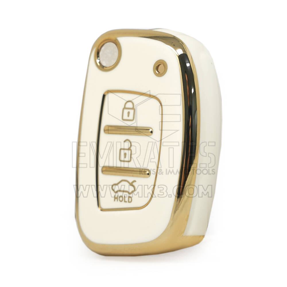 Custodia Nano di alta qualità per Hyundai Type A Flip Remote Key 3 pulsanti colore bianco berlina