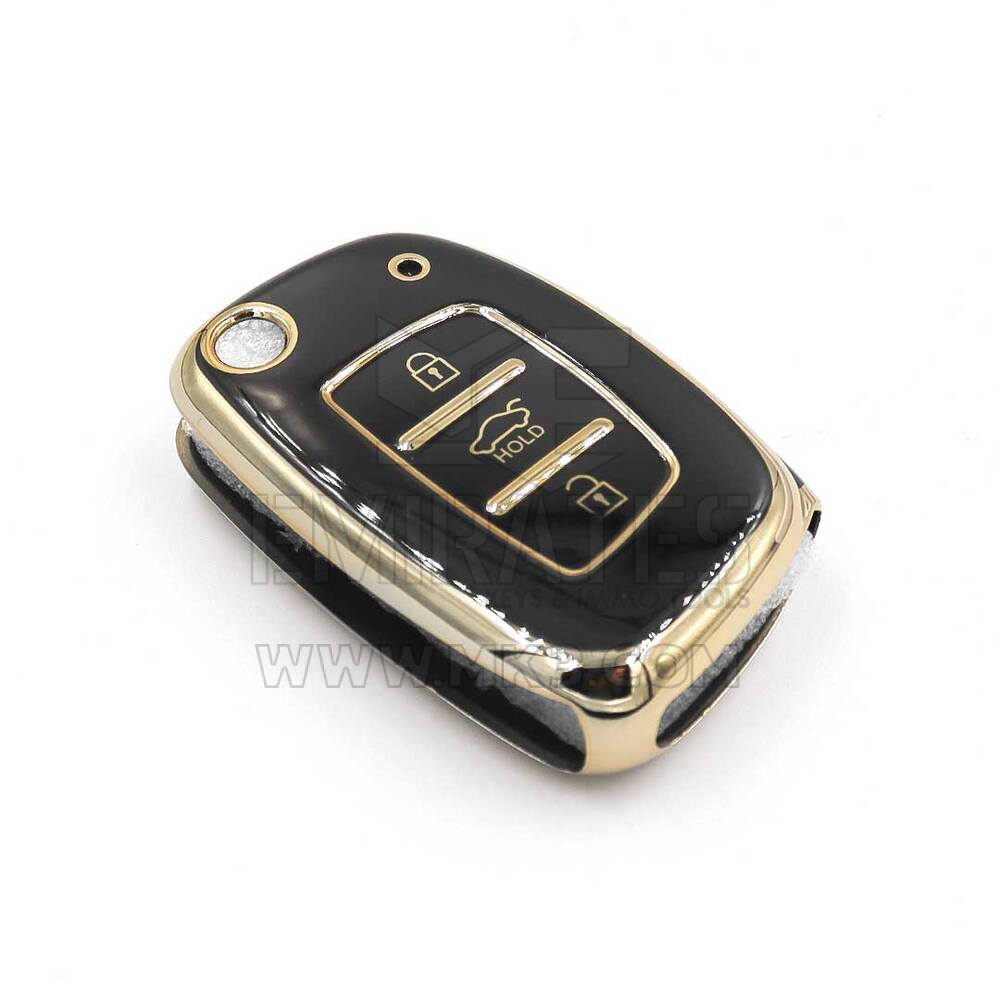 New Aftermarket Nano High Quality Cover For Hyundai Type B Flip Remote Key 3 Buttons Sedan Black Color | Emirates Keys