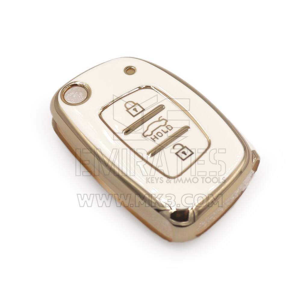 New Aftermarket Nano High Quality Cover For Hyundai Type B Flip Remote Key 3 Buttons Sedan White Color | Emirates Keys