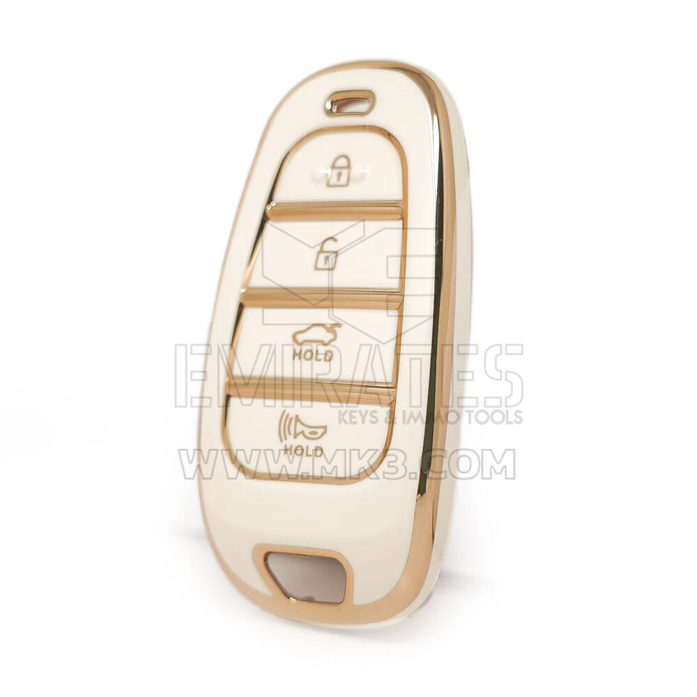 Nano  High Quality Cover For Hyundai Sonata Remote Key 3+1 Buttons White Color