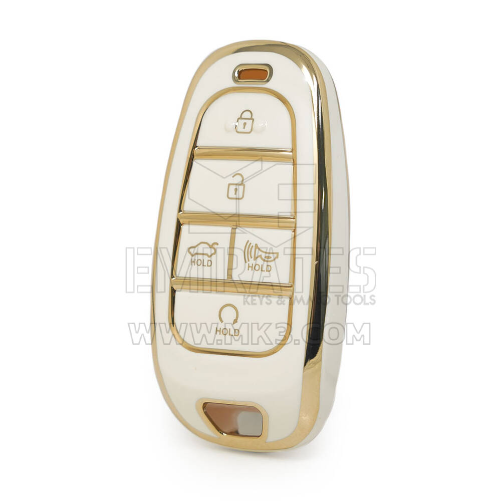 Nano High Quality Cover For Hyundai Sonata Remote Key 4+1 Auto Start Buttons White Color