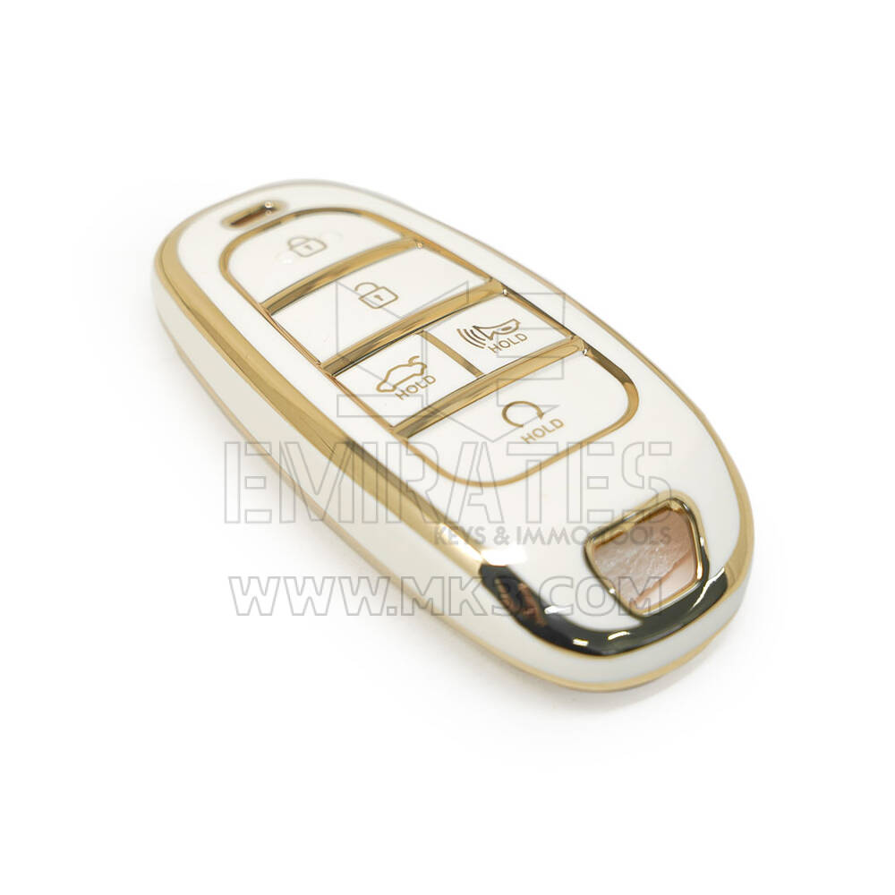 New Aftermarket Nano High Quality Cover For Hyundai Sonata Remote Key 4+1 Auto Start Buttons White Color | Emirates Keys