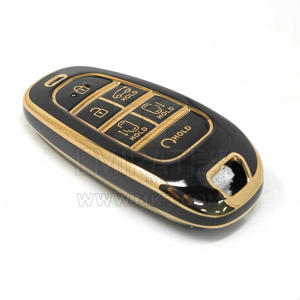 nueva cubierta de alta calidad nano del mercado de accesorios para llave remota hyundai 6 botones de inicio automático color negro | Claves de los Emiratos
