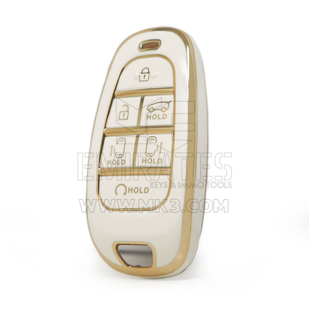 Capa nano de alta qualidade para Hyundai Remote Key 6 botões Auto Start cor branca