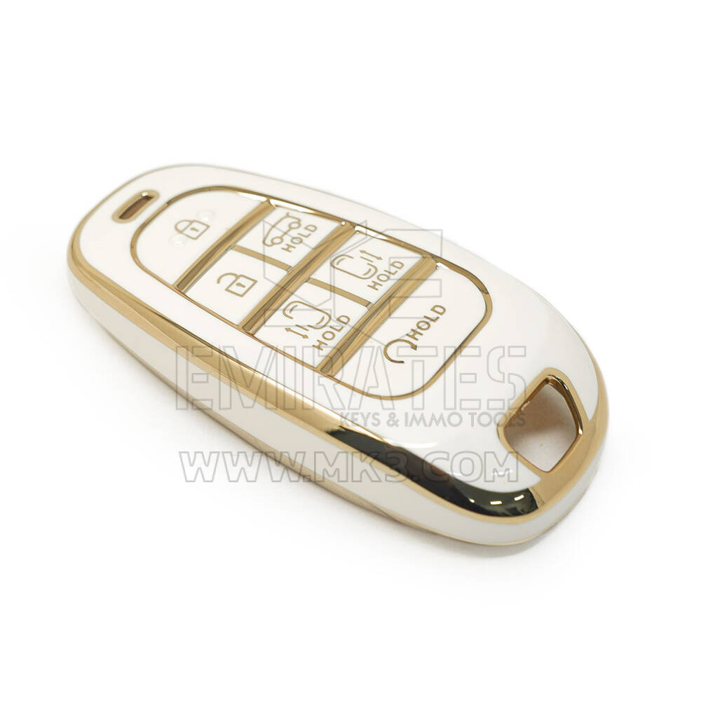New Aftermarket Nano High Quality Cover For Hyundai Remote Key 6 Buttons Auto Start  White Color | Emirates Keys