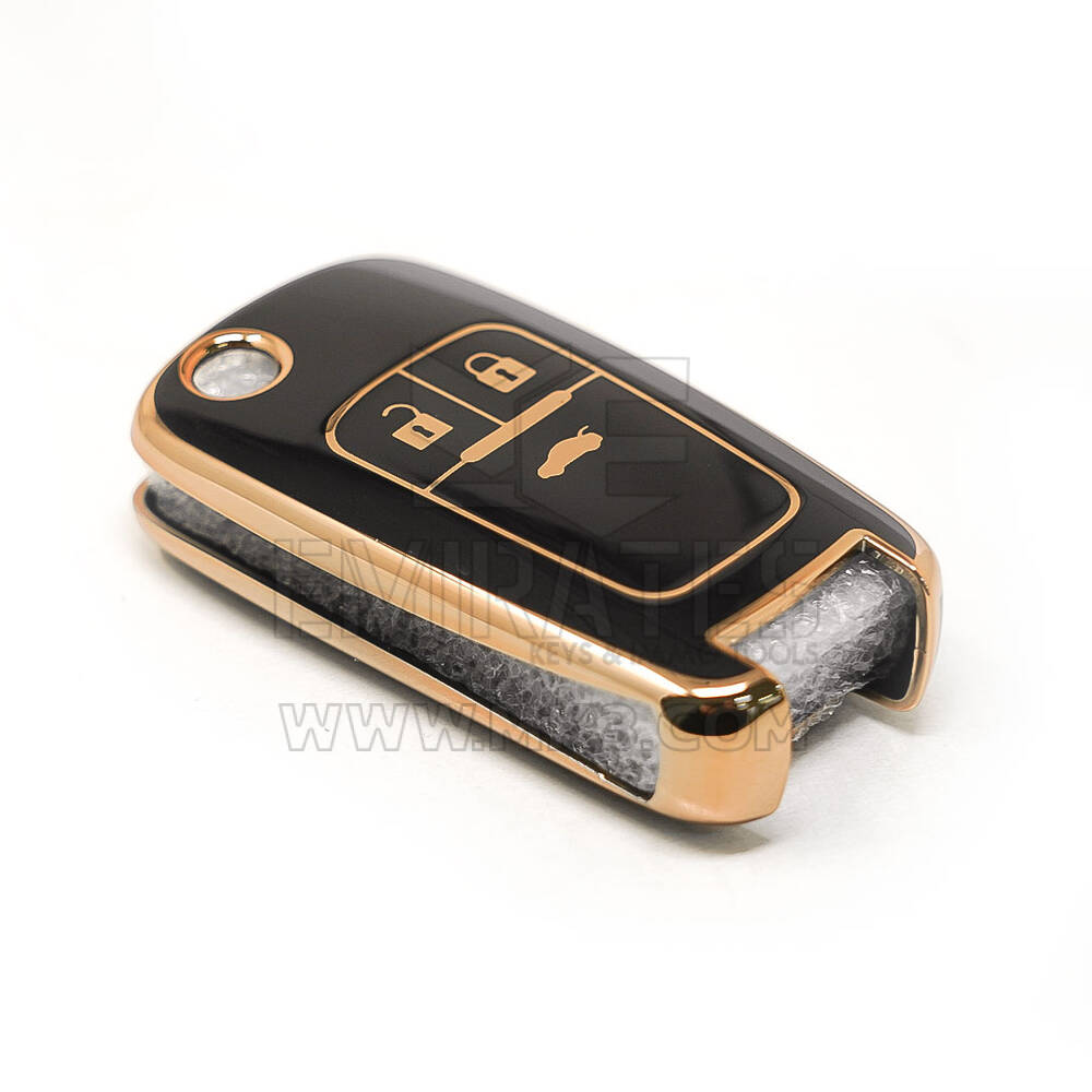 Nueva cubierta de alta calidad Nano del mercado de accesorios para Opel Flip Remote Key 3 botones Color negro | Claves de los Emiratos