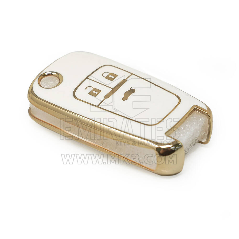 New Aftermarket Nano High Quality Cover For Opel Flip Remote Key 3 Buttons White Color | Emirates Keys