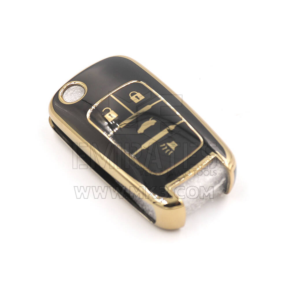 Nouvelle couverture de haute qualité Nano Aftermarket pour Chevrolet Flip Remote Key 3 + 1 boutons couleur noire | Clés Emirates