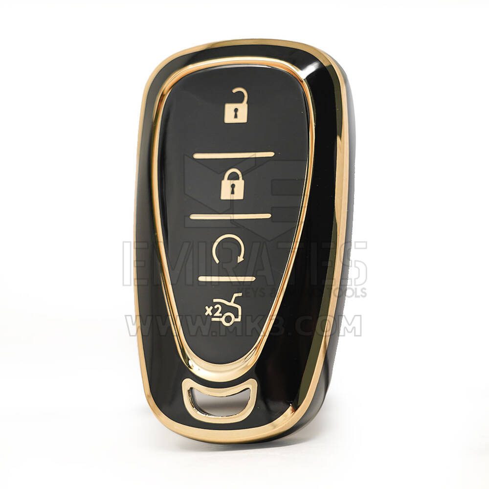 Capa Nano de alta qualidade para Chevrolet Remote Key 4 botões Auto Start cor preta