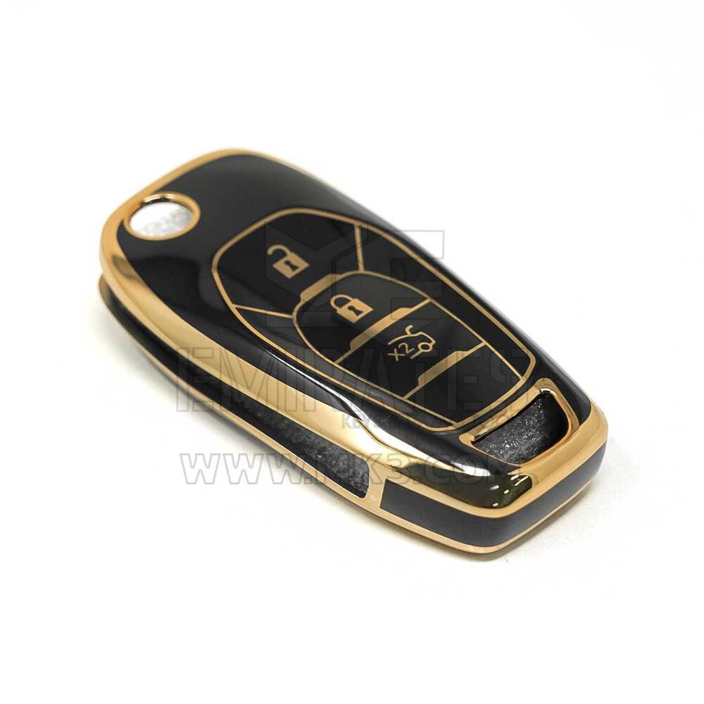New Aftermarket Nano High Quality Cover For Chevrolet Flip Remote Key 3 Buttons Black Color | Emirates Keys