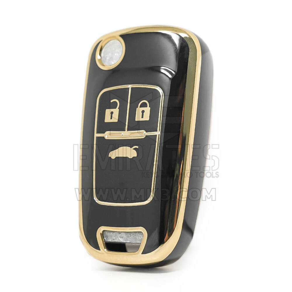 Cubierta Nano de alta calidad para Chevrolet Opel Flip Remote Key 3 botones Color negro