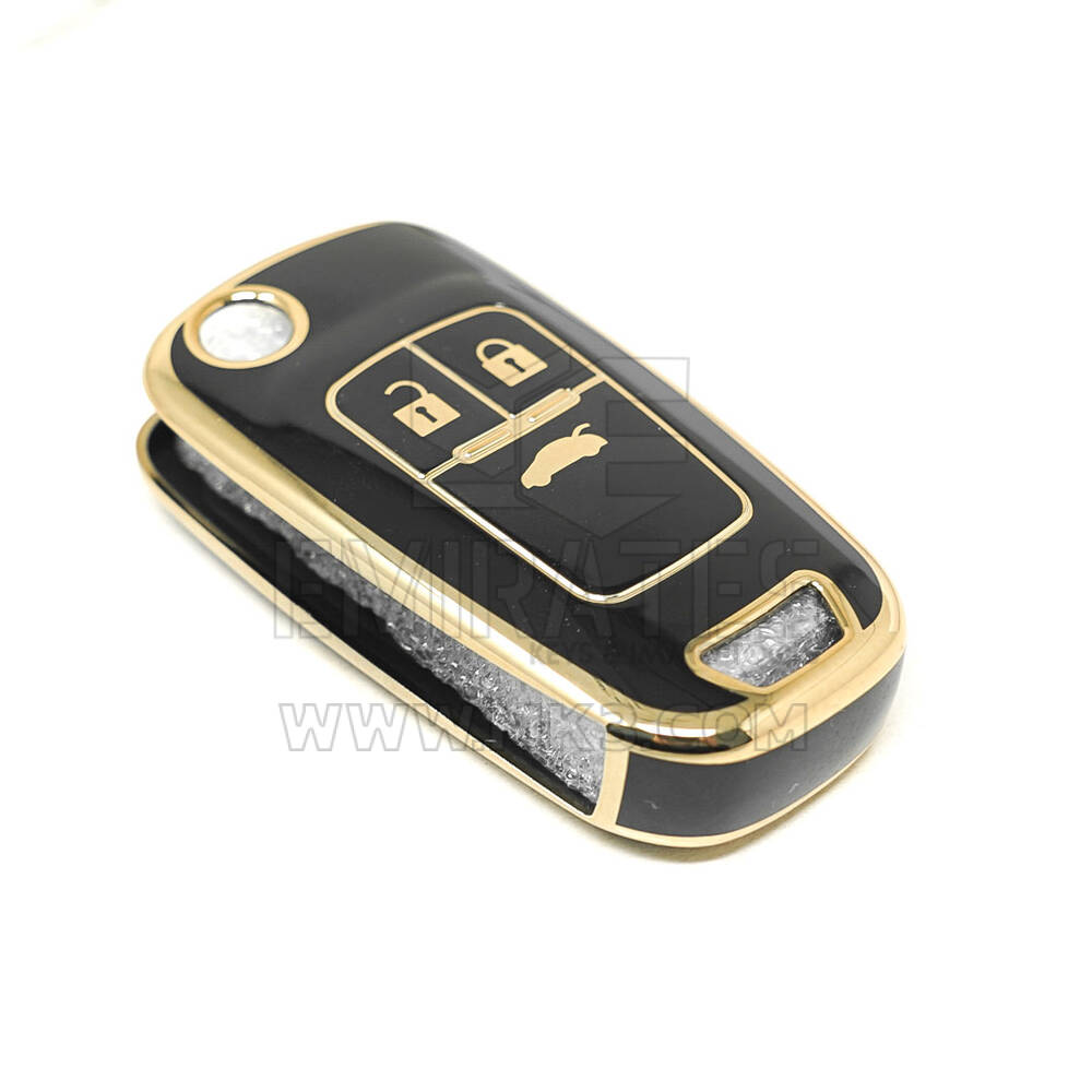 New Aftermarket Nano High Quality Cover For Chevrolet Opel Flip Remote Key 3 Buttons Black Color | Emirates Keys
