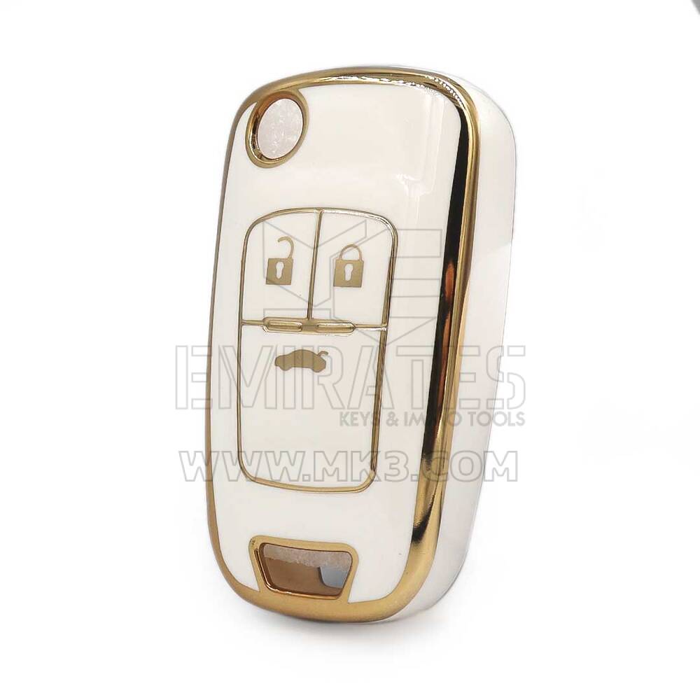 Cubierta Nano de alta calidad para Chevrolet Opel Flip Remote Key 3 botones Color blanco