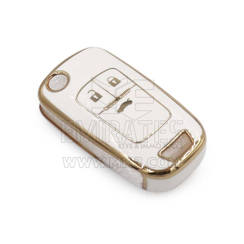 New Aftermarket Nano High Quality Cover For Chevrolet Opel Flip Remote Key 3 Buttons White Color | Emirates Keys