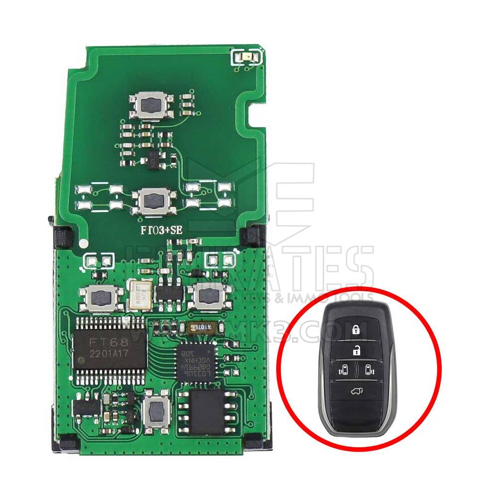 Lonsdor FT03-P0120B5 8A Chip 5 botones Smart Key PCB para Toyota Alphard Vellfire Alpha MPV Coche Frecuencia Convertible