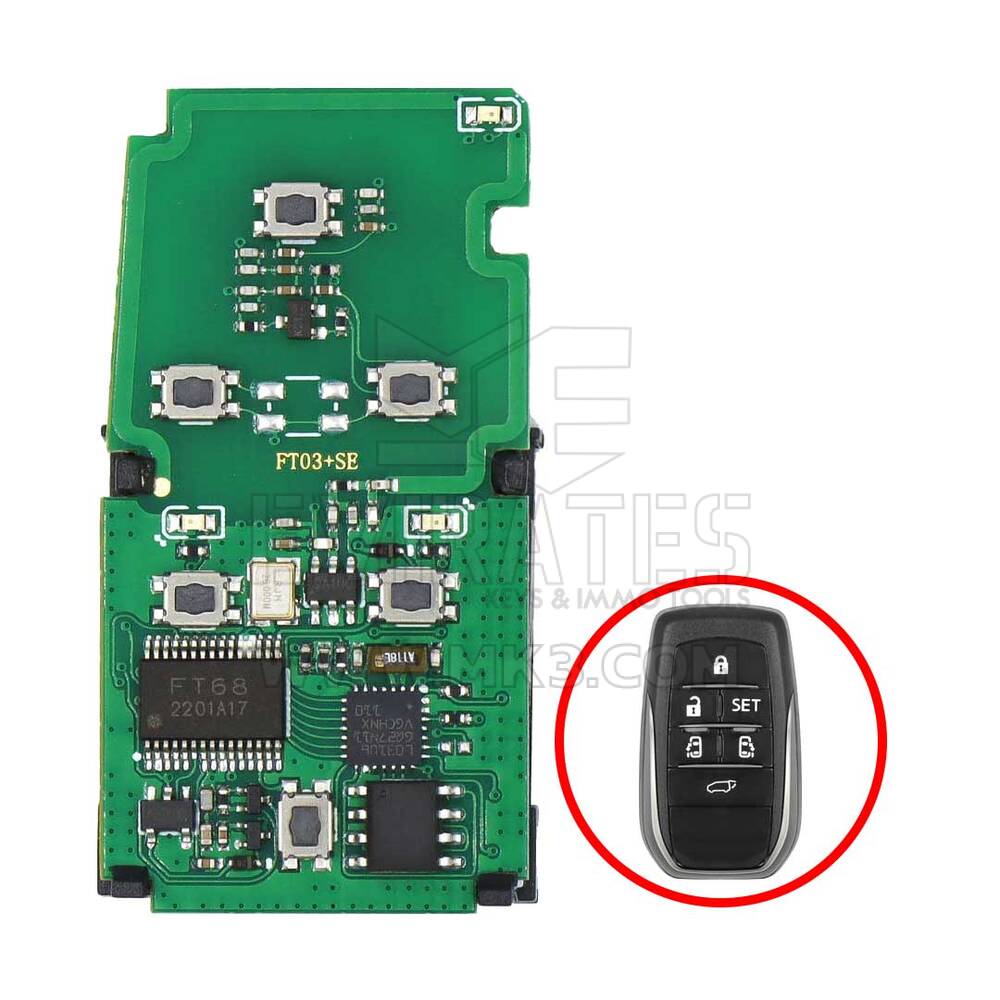 Lonsdor FT03-P0120B6 8A Chip 6 botones Smart Key PCB para Toyota Alphard Vellfire Alpha MPV Coche Frecuencia Convertible