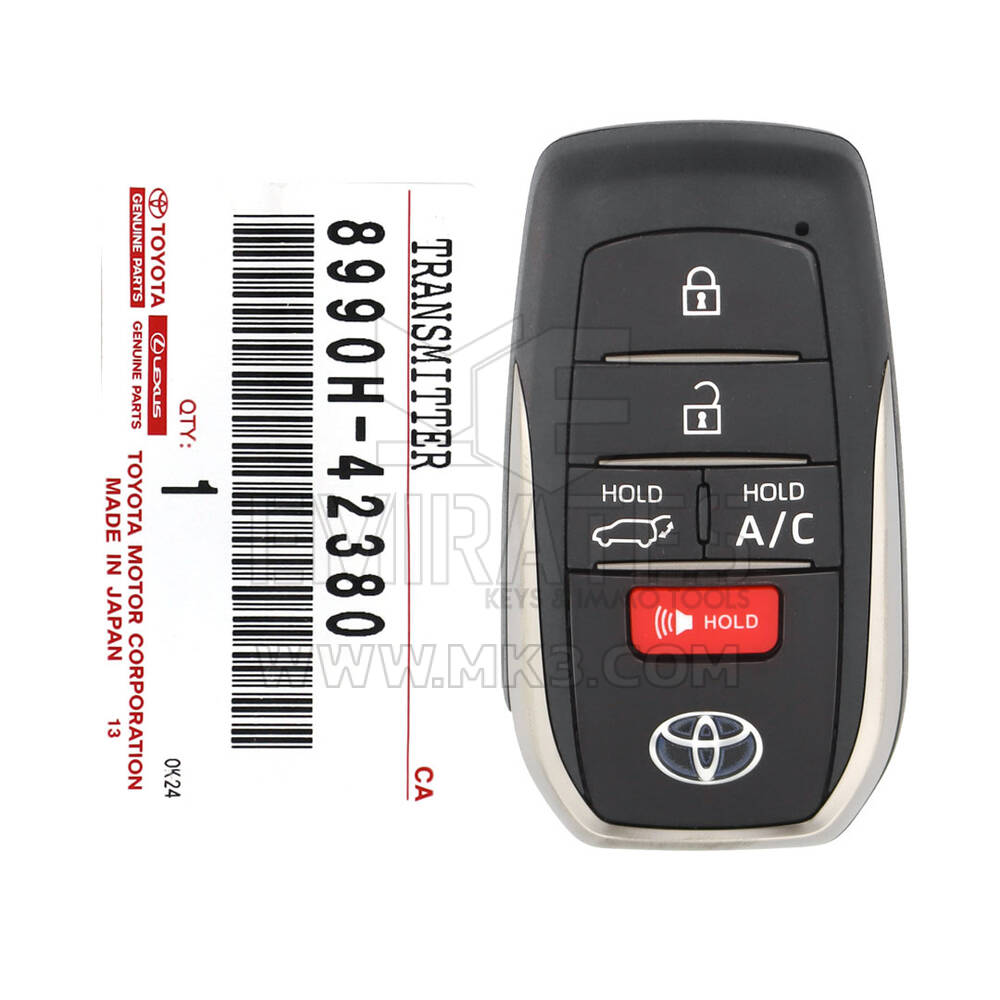 Brand New Toyota Rav4 2021 Smart Remote Key 5 Buttons 315MHz 8990H-42380 8990H42380 / FCCID: HYQ14FBX | Emirates Keys