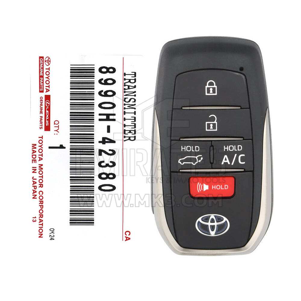 Brand New Toyota Rav4 2021 Smart Remote Key 5 Buttons 315MHz Manufacturer Part Number: 8990H-42380 / 8990H-42381 / FCCID: HYQ14FBX | Emirates Keys