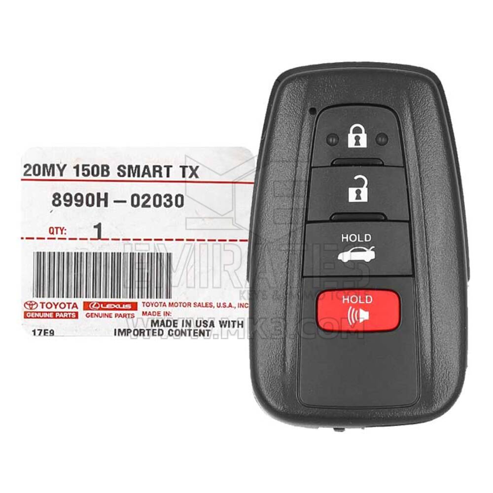 Novo Toyota Corolla 2019-2021 Chave remota inteligente genuína / OEM 4 botões 315 MHz Número da peça do fabricante: 8990H-12010, 8990H-02030, ID FCC: HYQ14FBN.