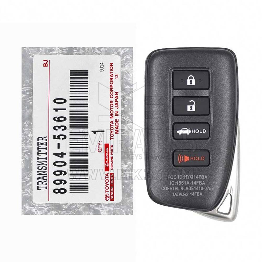 Nuevo Lexus RC IS 2014-2020 Genuine/OEM Smart Remote Key 4 botones 315MHz 89904-53610 , 89904-53651, 89904-24100 FCCID: HYQ14FBA | Claves de los Emiratos
