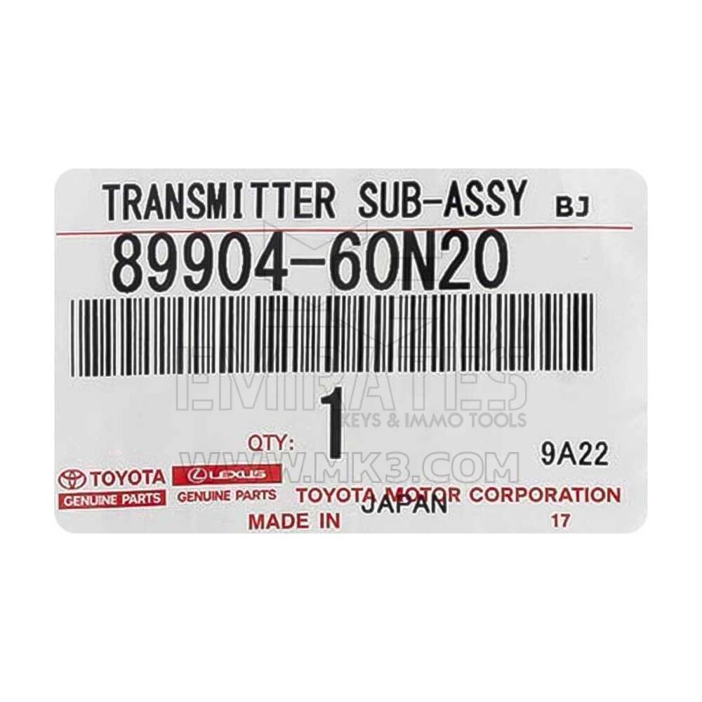 NUOVO Toyota Land Cruiser 2018-2019 Genuine/OEM Smart Remote Key 4 Pulsanti 433MHz 89904-60N20 8990460N20, 89904-60K00 8990460K00 89904-60N70 | Chiavi degli Emirati
