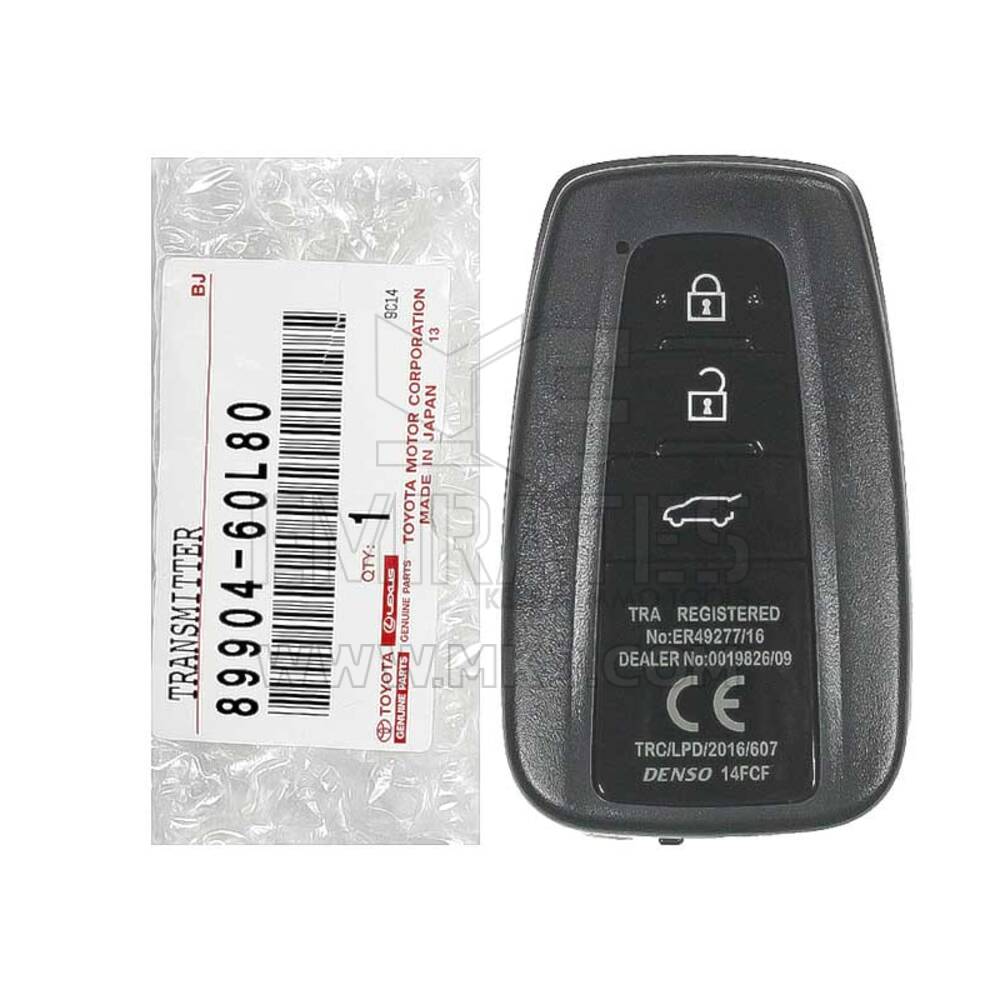 New Toyota Prado Land cruiser 2018 Genuine/OEM Smart Remote Key 3 Buttons 433MHz 89904-60L80, 89904-60L60, 89904-60L10 | Emirates Keys