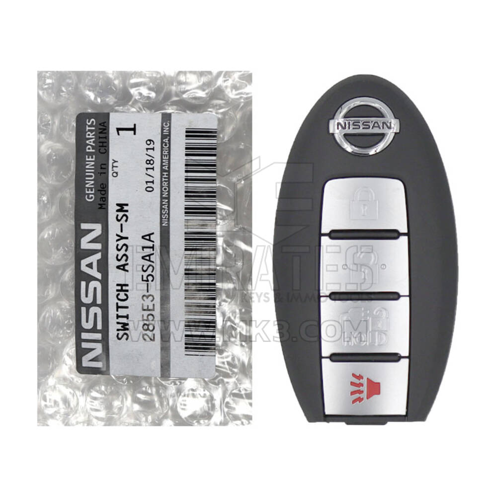 New Nissan LEAF 2018-2019 Genuine/OEM Smart Remote Key 4 Buttons 433MHz Manufacturer Part Number: 285E3-5SA1A / 285E3-5SA1B - FCCID: CWTWB1G0168