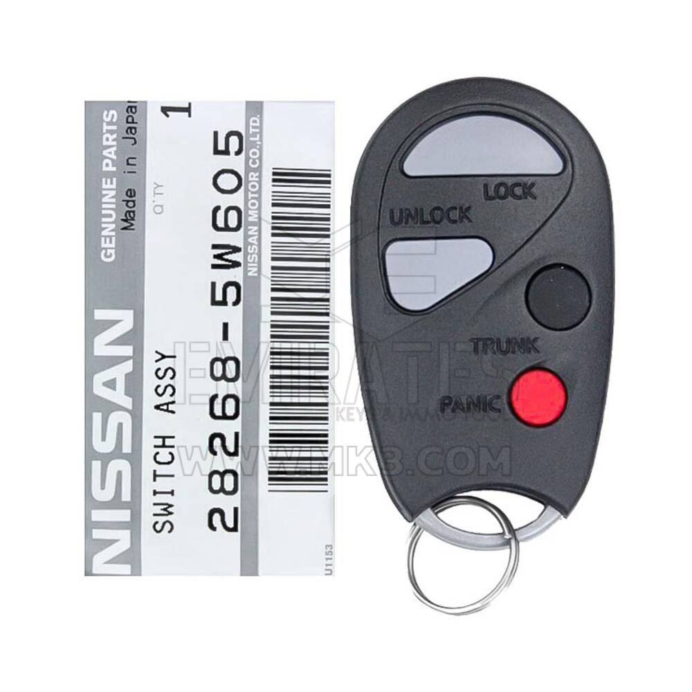 Brand New Nissan Pathfinder Sunny 2004 Genuine/OEM Remote 4 Buttons 433MHz Manufacturer Part Number: 28268-5W605 , 282685W605 | Emirates Keys