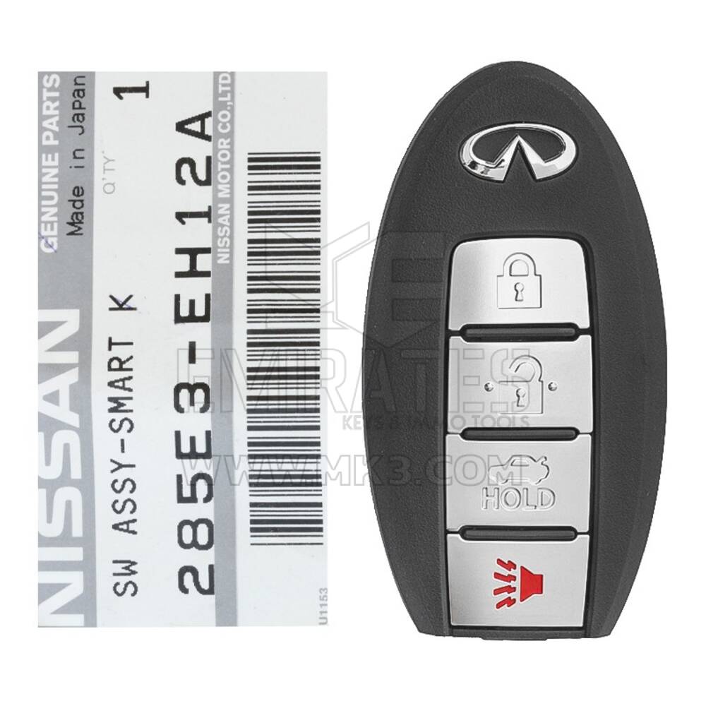 Brand New Infiniti M45 2008 Genuine/OEM Smart Key Remoto 4 Botões 315MHz 285E3-EH12A 285E3EH12A / FCCID: CWTWBU735 | Chaves dos Emirados