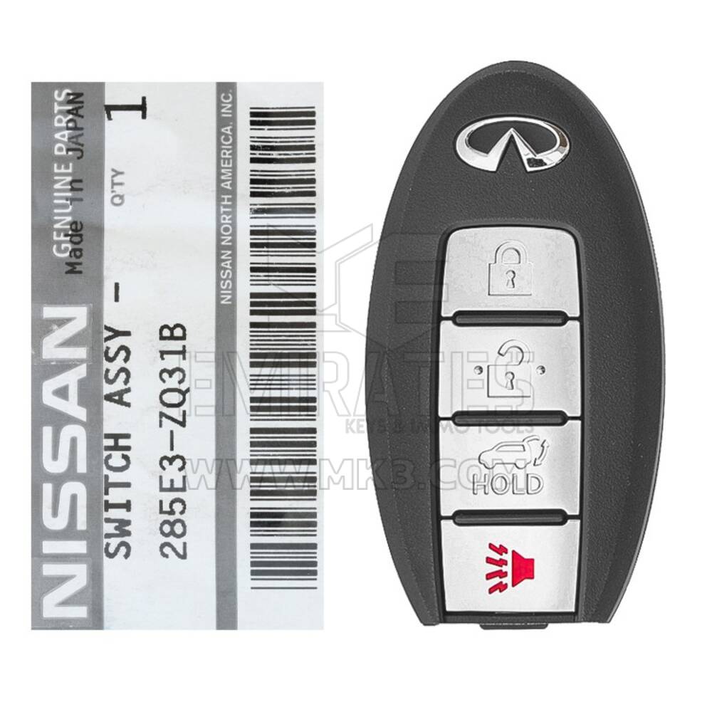 Абсолютно новый Infiniti QX56 2008-2010 Оригинальный/OEM Smart Key Remote 4 кнопки 315 МГц 285E3-ZQ31B / 285E3-ZQ30B без транспондера / FCCID: CWTWBU624