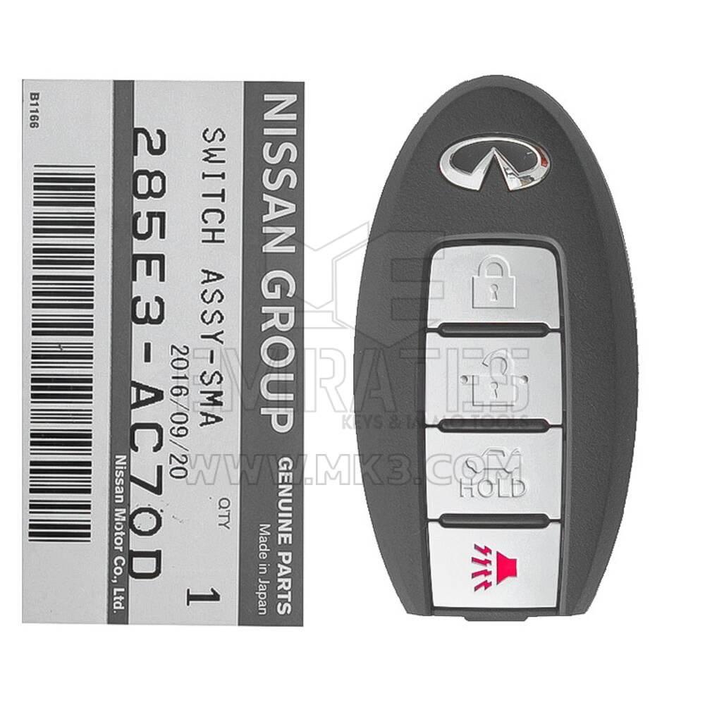 Nuovo di zecca Infiniti G35 2005-2007 telecomando Smart Key originale / OEM 4 pulsanti 315 MHz 285E3-AC70D senza transponder / FCCCID: KBRTN001 | Chiavi degli Emirati