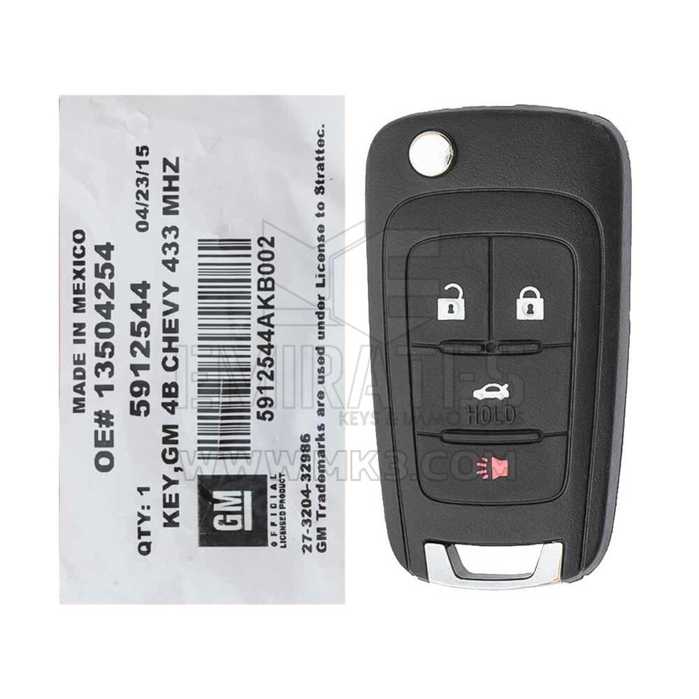 NOVO Chevrolet Malibu Cruze Impala 2013-2014 STARTTEC Genuine/OEM Flip Remote Key 4 Buttons 433MHz 5912544 Part Transponder | Chaves dos Emirados