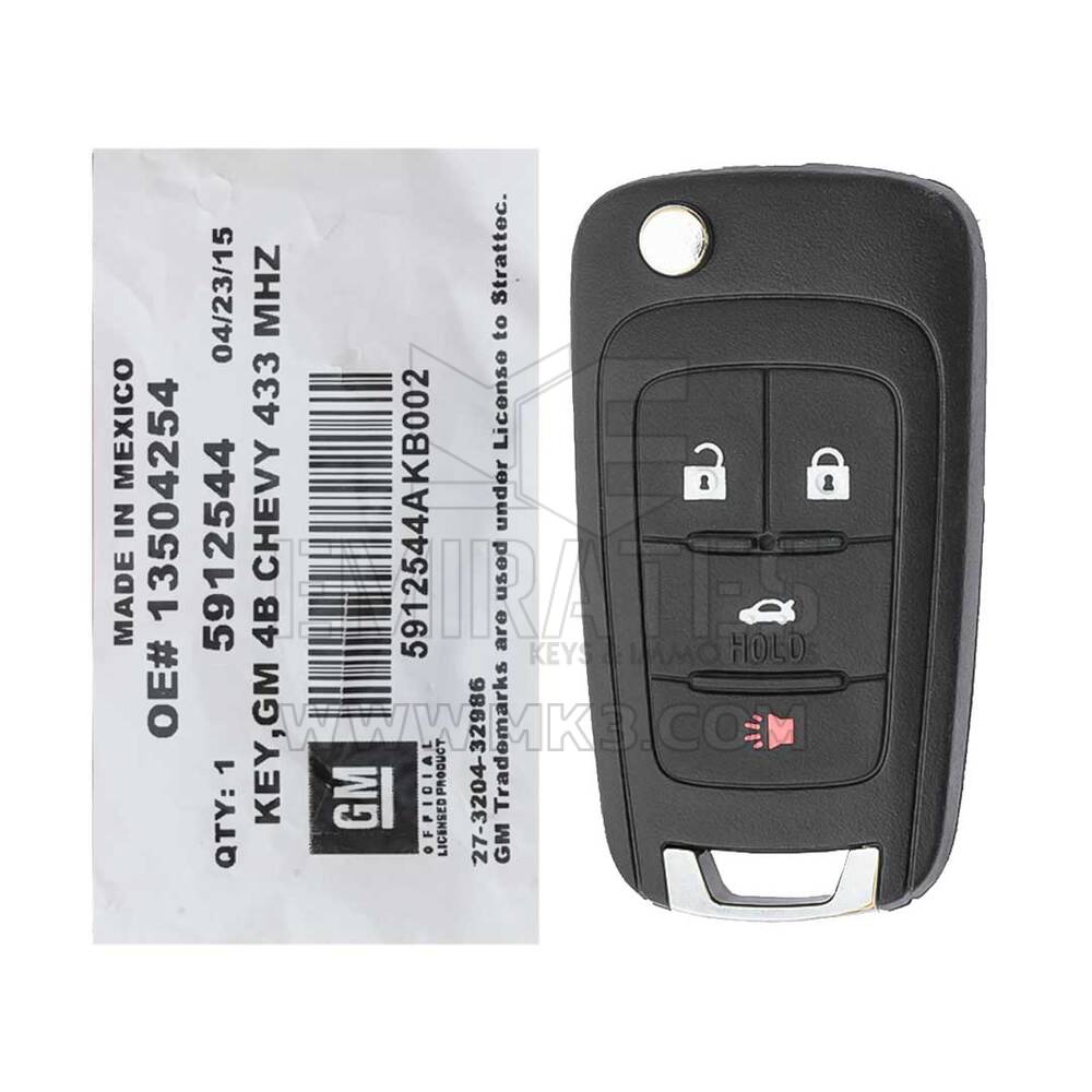 NUEVO Chevrolet Malibu Cruze Impala 2013-2014 STARTTEC Genuine/OEM Flip Remote Key 4 Botones 433MHz 5912544 Parte Transpondedor | Claves de los Emiratos