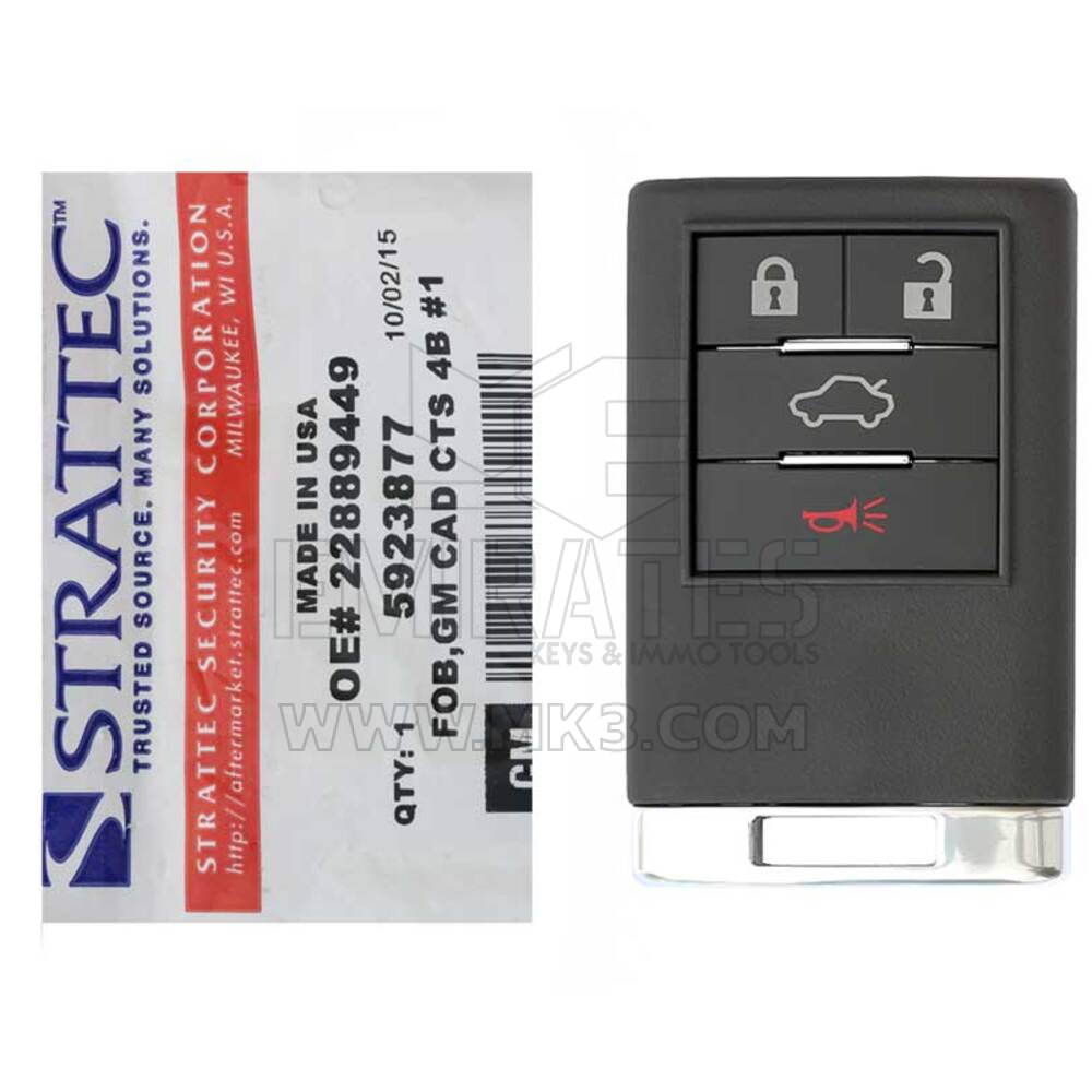 Nouvelle Cadillac CTS 2008 2013 Strattec Clé à distance 4 boutons 315 MHz Numéro de pièce du fabricant : 5923877 | Clés Emirates