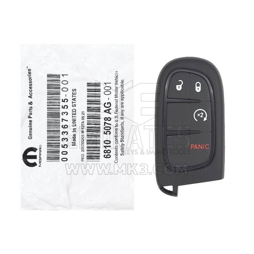 New Jeep Cherokee Genuine/OEM Smart Key 2014-2022 Remote 3 + 1 Buttons 433MHz Manufacturer Part Number: 68105078AG  | Emirates Keys