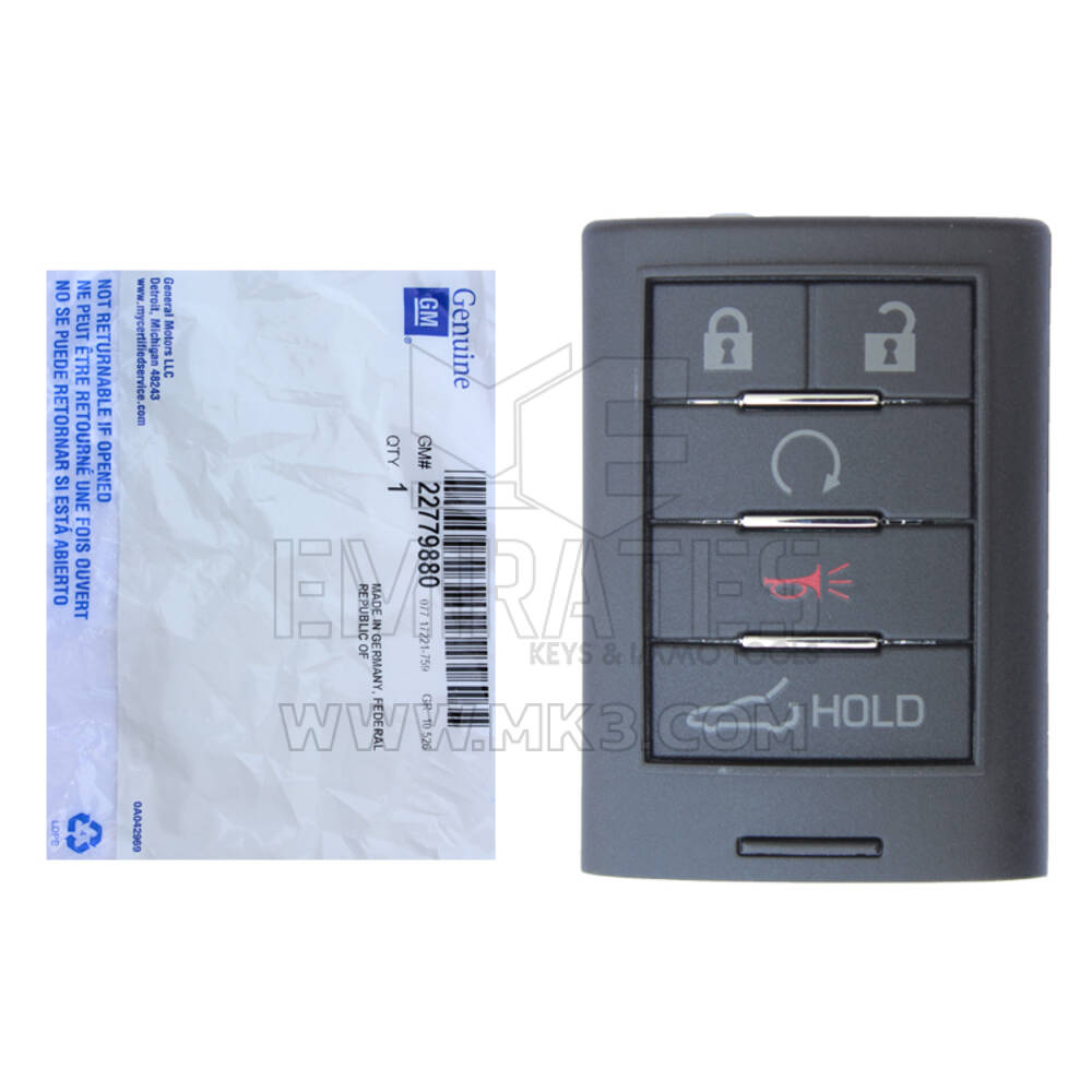 NOVO Chevrolet Corvette 2014 2019 Genuine / OEM Smart Key Remote Com Start 5 Buttons 433 MHz 22779880, 23465951 / FCCID: G09C04EEC5T | Emirates Keys