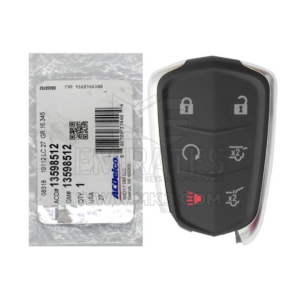 Cadillac Escalade 2017-2020 Genuine Smart Remote Key 6 Buttons 433MHz OEM Part Number: 13594029/13598512/13510243, FCCID: HYQ2AB | Chaves dos Emirados