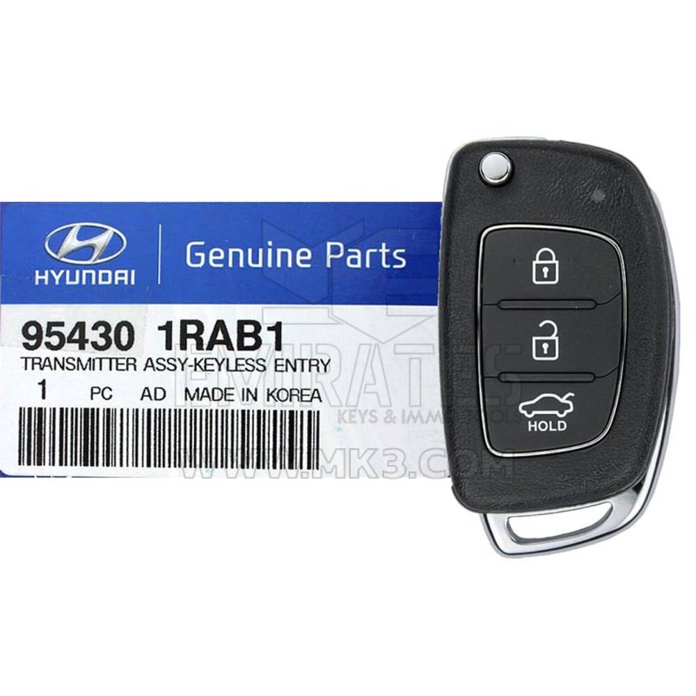 Hyundai Accent 2014-2016 Clé à distance authentique/OEM 3 boutons 433 MHz 95430-1RAB1 954301RAB1 / FCCID : RKE-4F08 | Clés Emirates