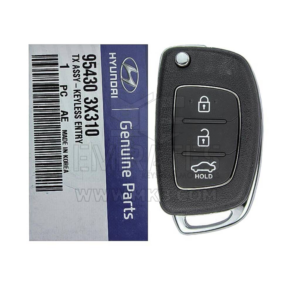 NUOVO Hyundai Elantra 2014 Genuine/OEM Flip Remote Key 3 Pulsanti 433MHz 95430-3X310 - Numero parte compatibile: 95430-3S461 FCCID: OKA-865T | Chiavi degli Emirati
