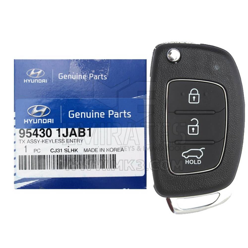 Nuovo Hyundai I20 2013 Genuine/OEM Flip Remote Key 3 Pulsanti 433MHz 95430-1JAB1 954301JAB1 / FCCID: OKA-865T | Chiavi degli Emirati