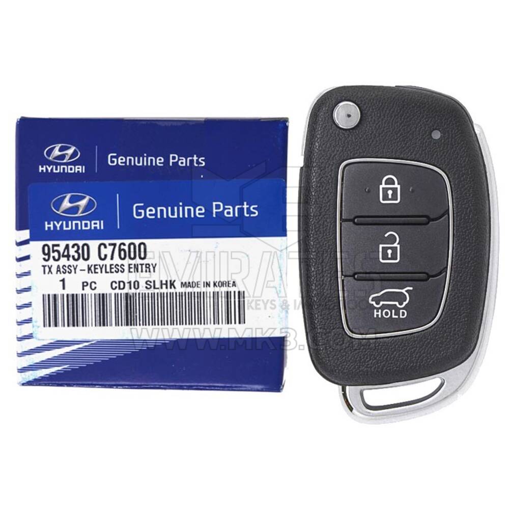 Hyundai I20 2015-2016 Genuine Flip Remote Key 3 Buttons 433MHz 95430-C7600 95430C7600 / FCCID: RKE-4F22 OEM Box | MK3