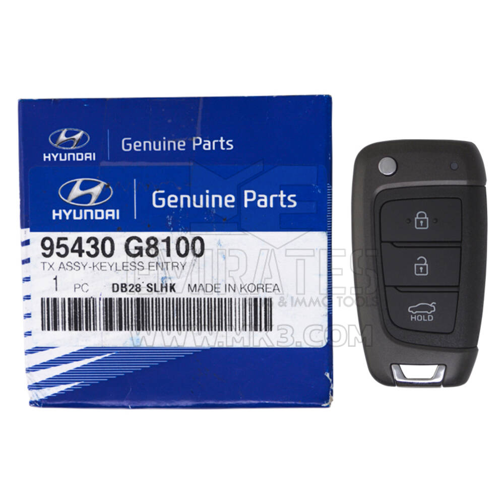 NUOVO Hyundai Azera 2018-2019 Genuine/OEM Flip Remote Key 3 Pulsanti 433MHz 95430-G8100 95430G8100 | Chiavi degli Emirati