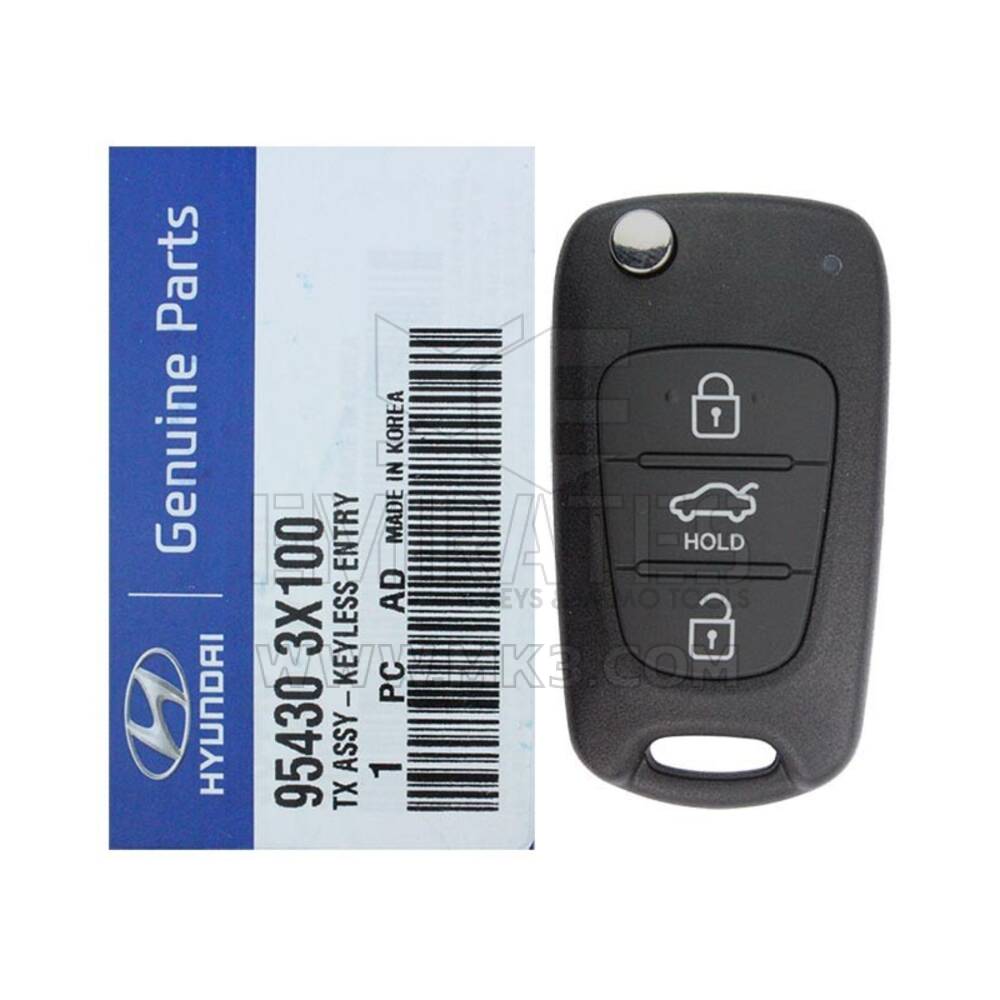 NUOVO Hyundai Elantra 2012-2013 Genuine/OEM Flip Remote Key 3 Pulsanti 433MHz 46 Transponder 95430-3X100 / 95430-3X101 / FCCID: OKA-186T | Chiavi degli Emirati