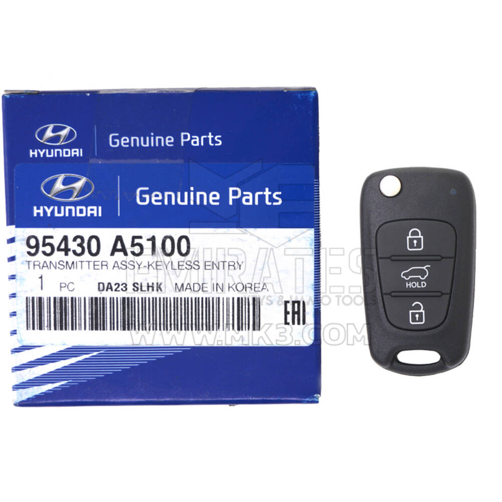 New Hyundai I30 2012 Genuine/OEM Flip Remote Key 3 Buttons 4D Transponder 95430-A5100 95430A5100 / FCCID: RKE-4F04 OEM Box | Emirates Keys