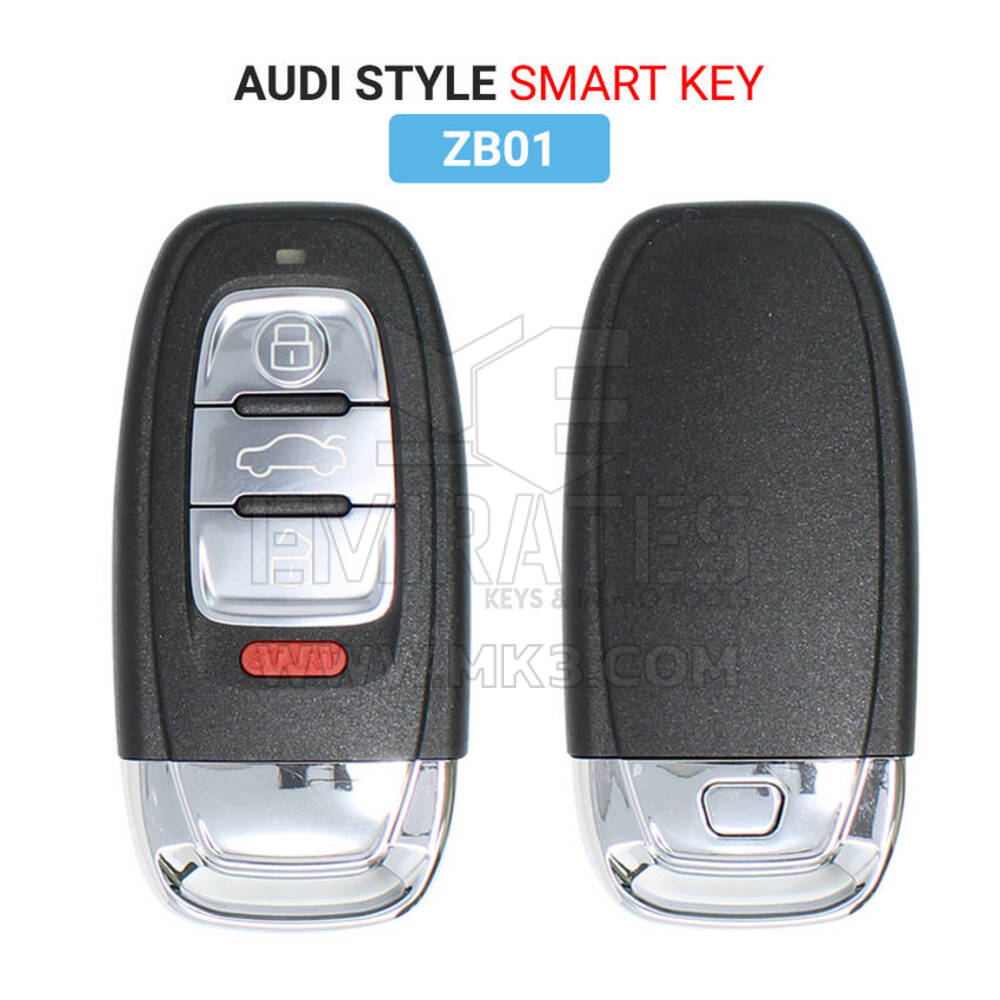 Keydiy KD Smart Remote Key Audi Type 4 boutons ZB01 Fonctionne avec KD900 et KeyDiy KD-X2 Remote Maker and Cloner | Clés Emirates