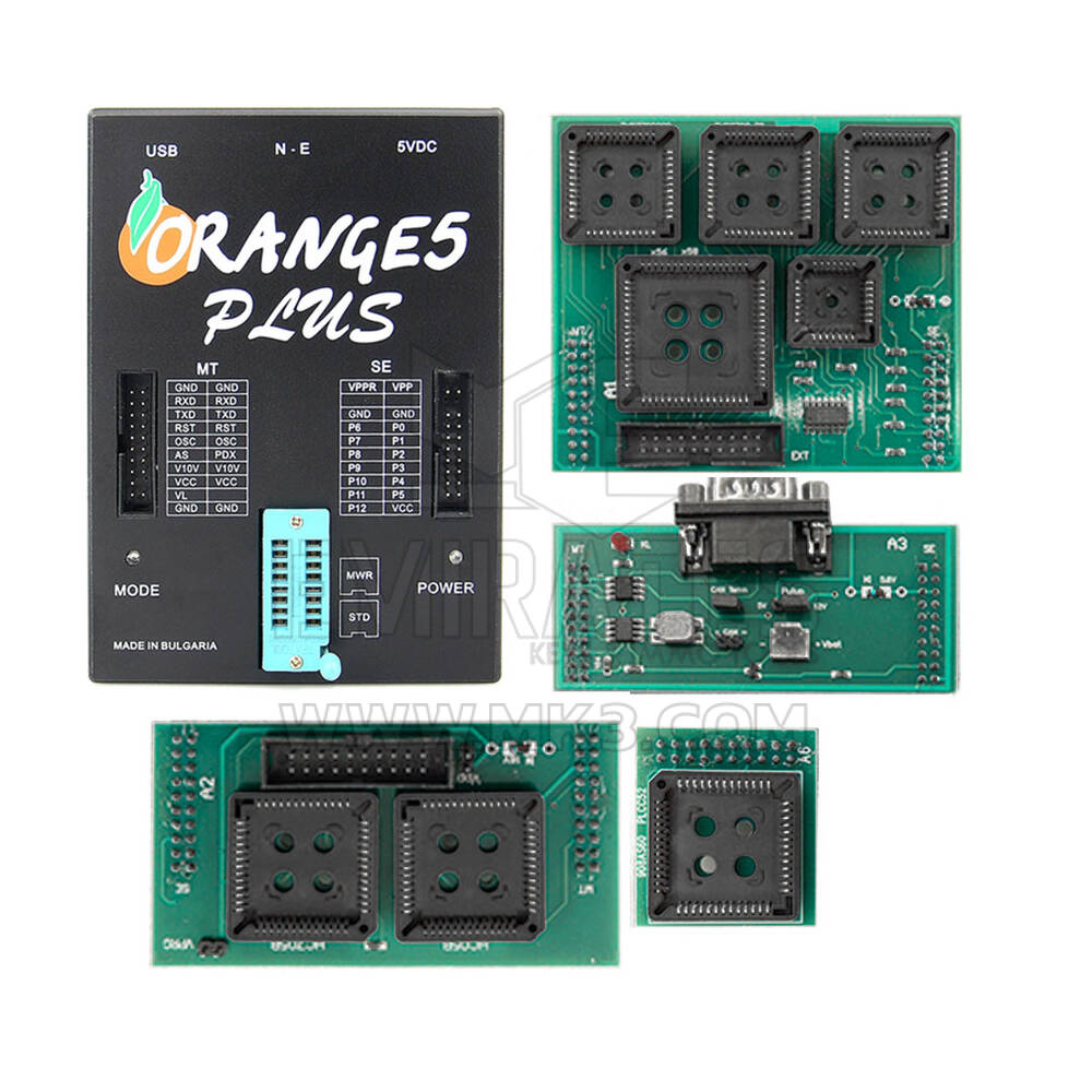 تتضمن المجموعة الأساسية للمبرمج Orange5 ECU (HC05B-HC705B) (TMS) (HC11A / EXX-PLCC52) (05 KL-CAN)